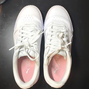 Barely Used Puma Tennis Shoes (White with pink and Purple).